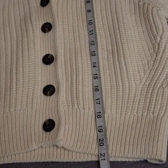 Everlane Womens Chunky Knit Cardigan Sweater White Boho Fisherman Large Coastal - Picture 7 of 11